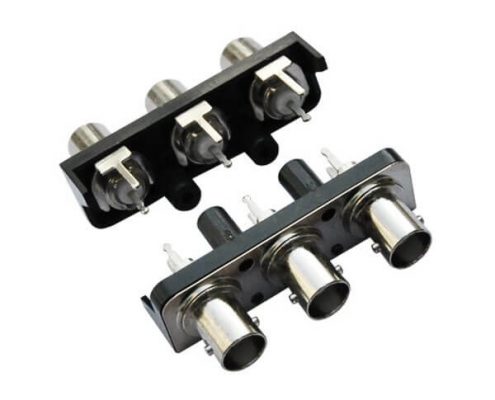 三同轴bnc连接器 黑色塑胶外壳 直式