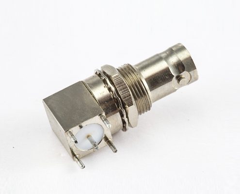 BNC连接器插孔弯式面板安装前锁穿墙PCB插孔75ohm